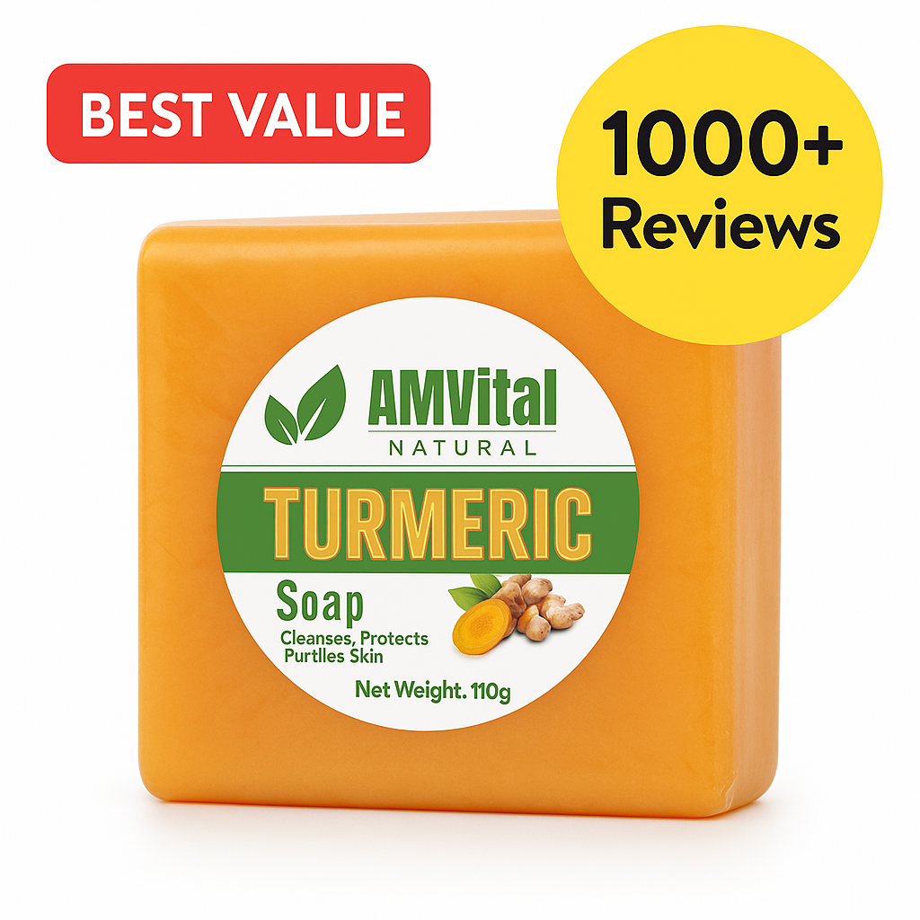 Turmeric Soap Bar by AMVital – All-Natural Skin Care for Face & Body (3.88oz)