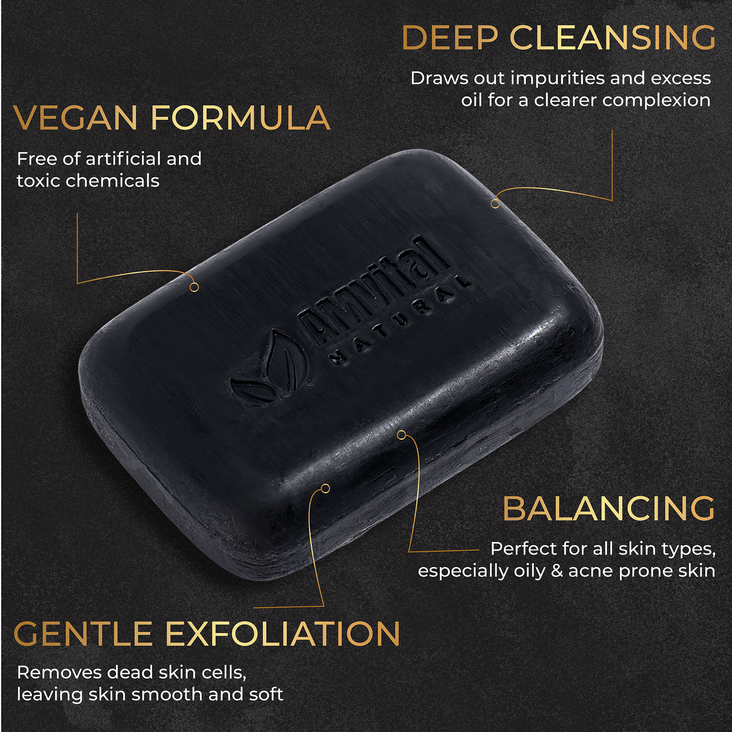 Charcoal Soap Bar (3-Pack) - All-Natural Plant-Based Formula