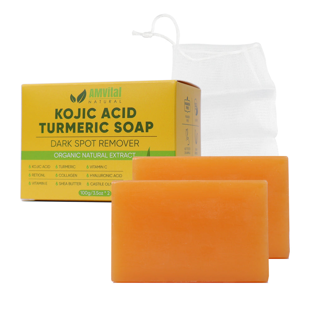 Turmeric Kojic Acid Soap (2-pack) – With Vitamin C, Retinol, Collagen & Shea Butter