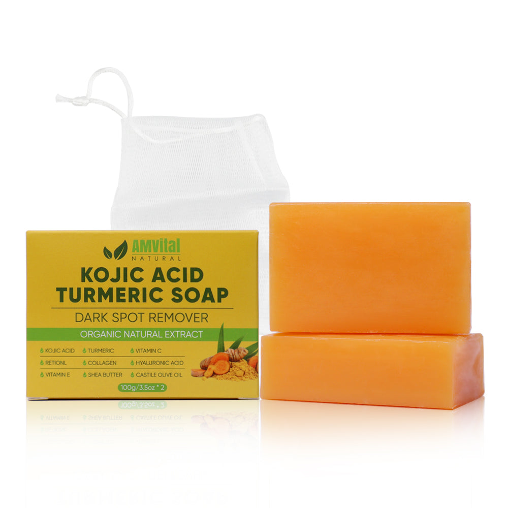 Turmeric Kojic Acid Soap (2-pack) – With Vitamin C, Retinol, Collagen & Shea Butter