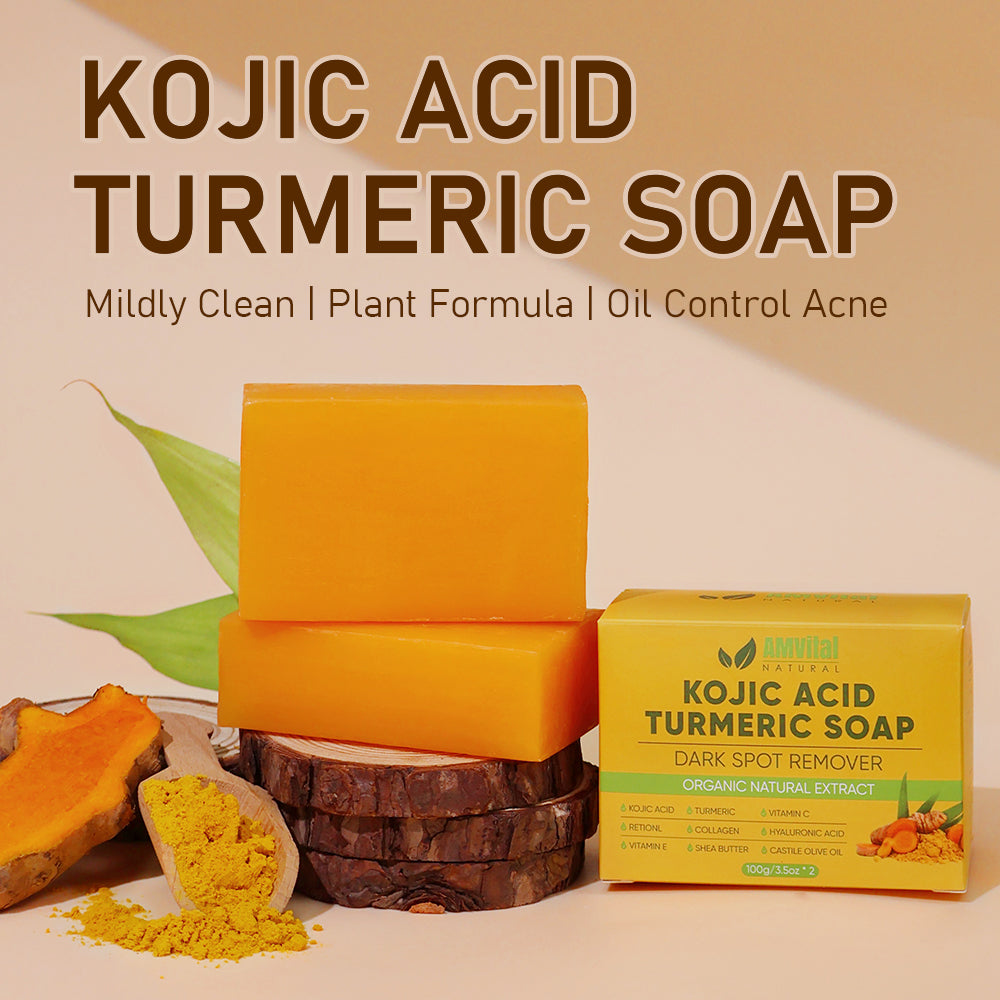 Turmeric Kojic Acid Soap (2-pack) – With Vitamin C, Retinol, Collagen & Shea Butter