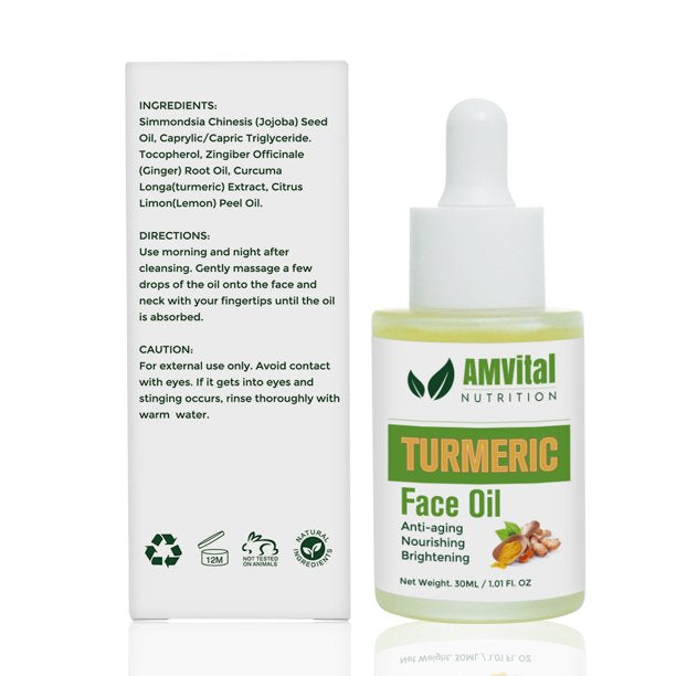 Turmeric Oil for Face & Body - Skin Brightening Oil for Dark Spots - Cleanses Skin, Fights Acne, Evens Tone, Heals Scars