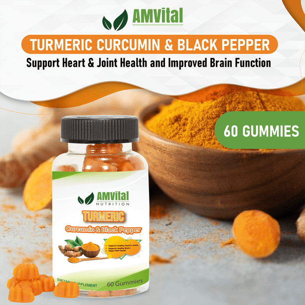 Turmeric Gummies, Turmeric Curcumin, Joint Support Supplement, Ultra High Absorption Tumeric Curcumin, Vegan, Gluten Free