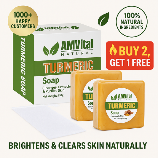 AMVital Turmeric Soap Bar (2-Pack) – Natural Skin Brightening & Acne Care for Face & Body
