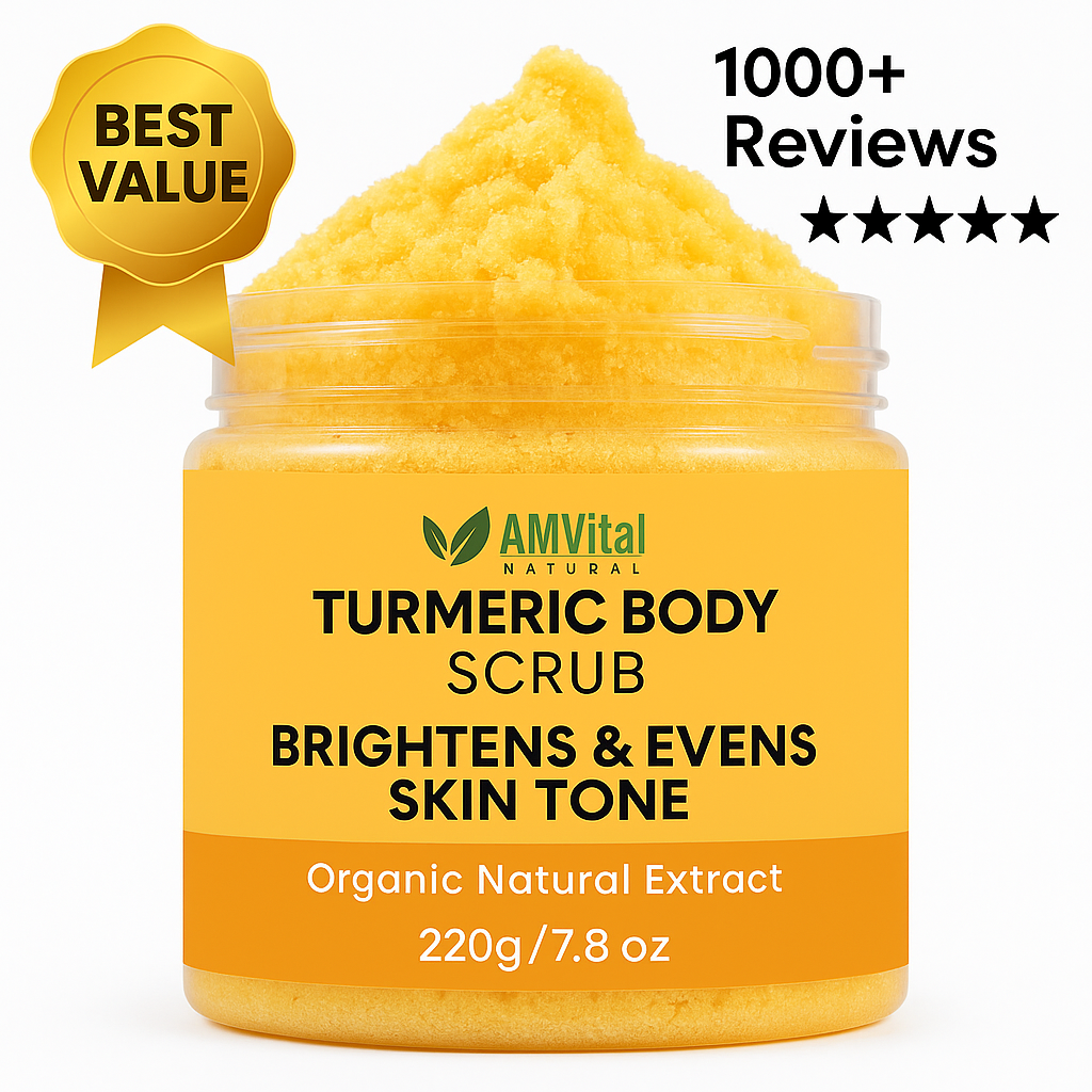 Turmeric Body Scrub – Deep Exfoliation & Hydration for Glowing, Smooth Skin – Face, Body, Hands & Feet (7.8 oz)