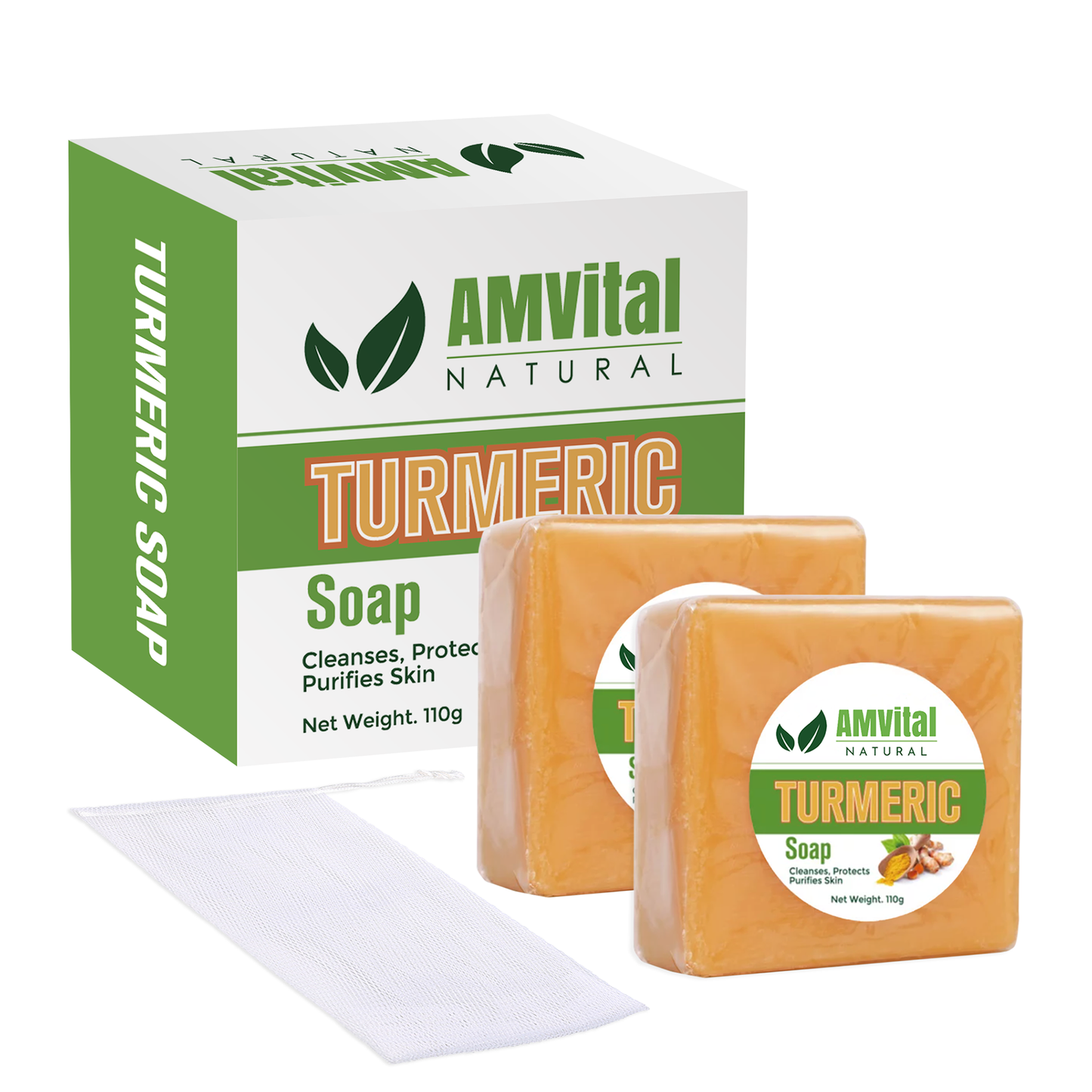 Turmeric Soap Bar (2-pack) – All-Natural Skin Care for Face & Body (3.88oz)