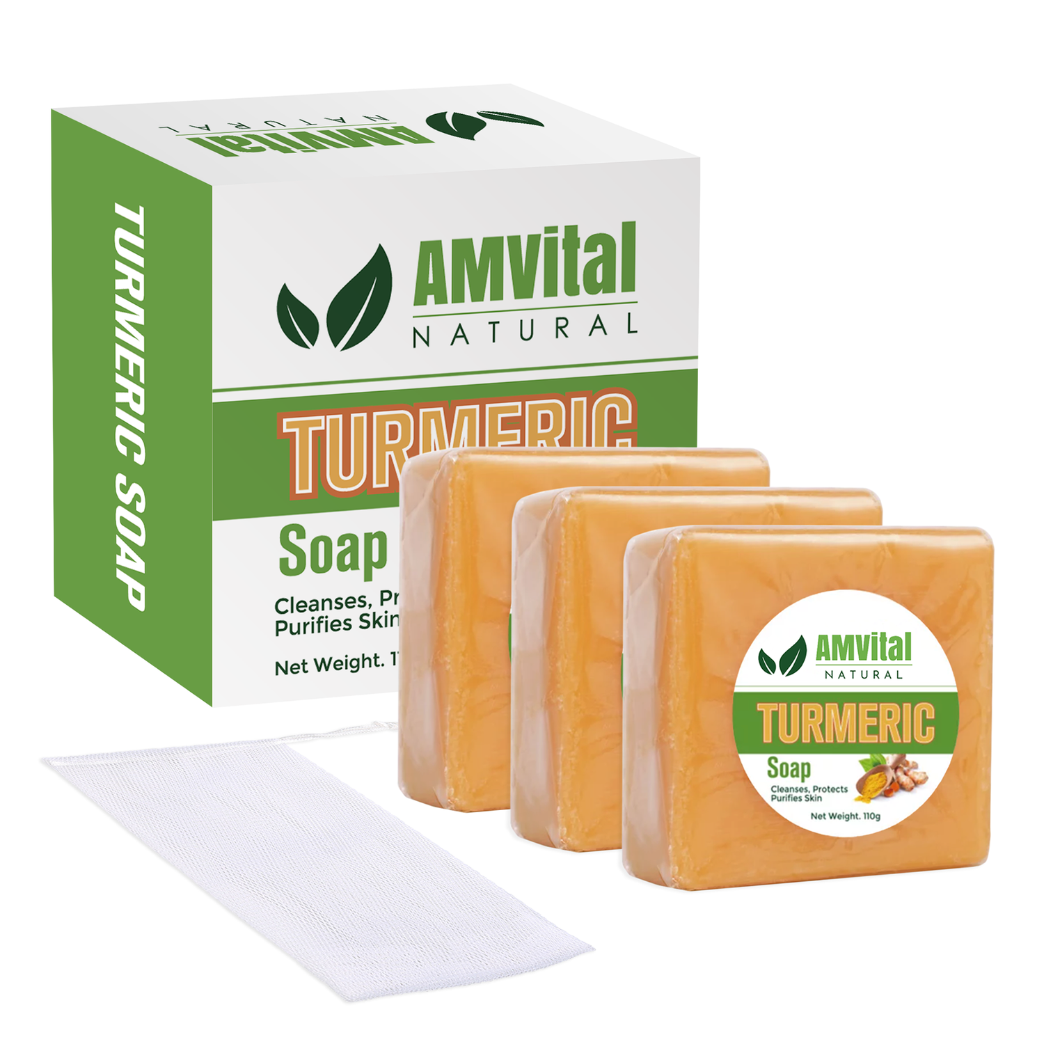 Turmeric Soap Bar (3-pack) – All-Natural Skin Care for Face & Body (3.88oz)