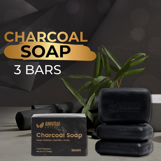 Charcoal Soap Bar (3-Pack) - All-Natural Plant-Based Formula