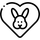 Outline of a rabbit inside a heart shape
