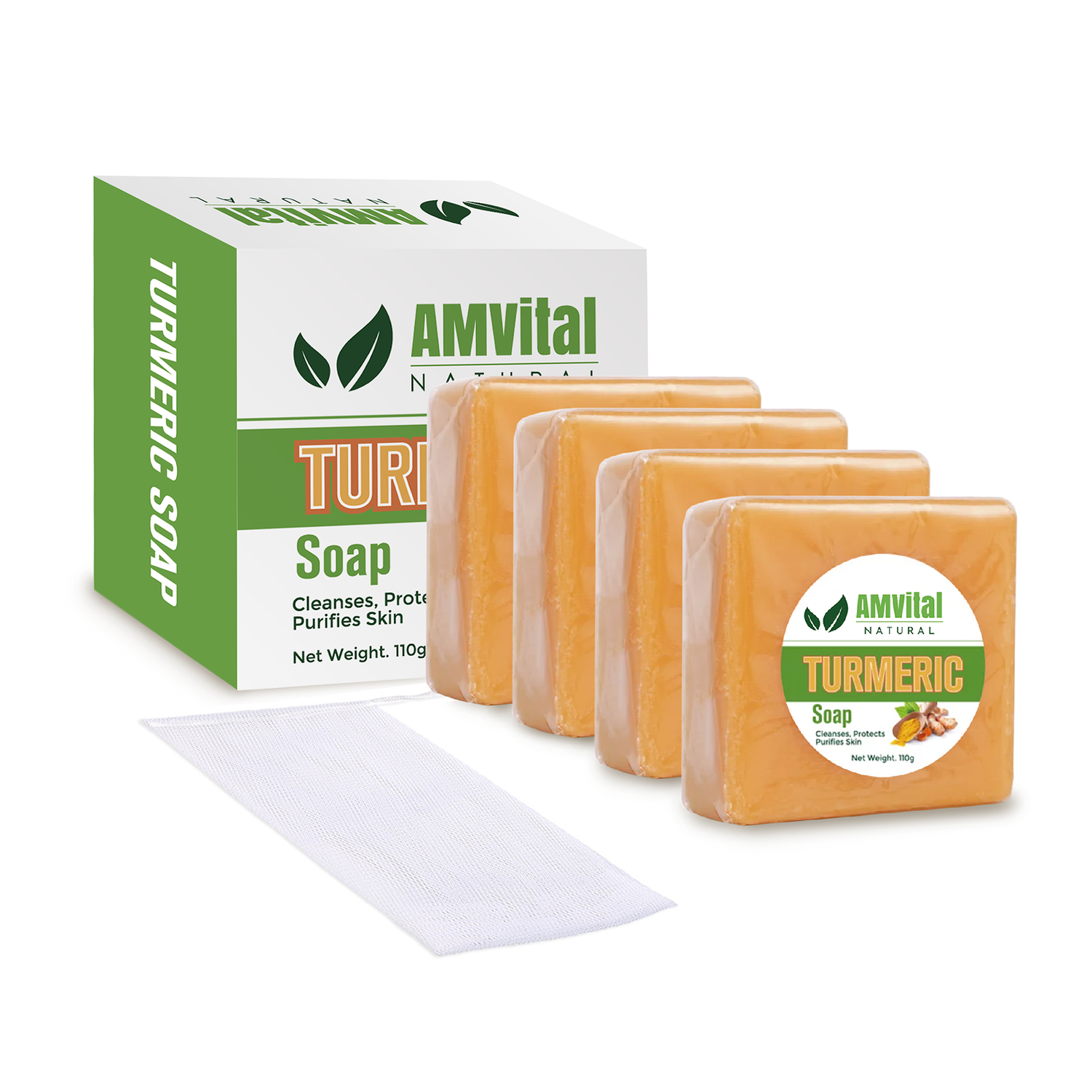 Turmeric Soap Bar (4-pack) – All-Natural Skin Care for Face & Body (3.88oz)